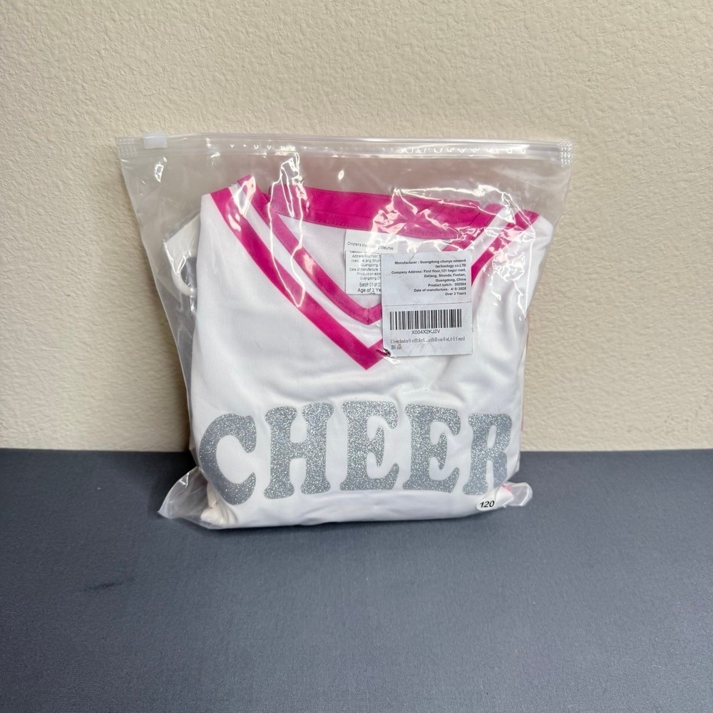 Kids Cheerleader Costume Set with Pom Poms, Bow, Socks 4-5 Year Olds - Picture 3 of 5
